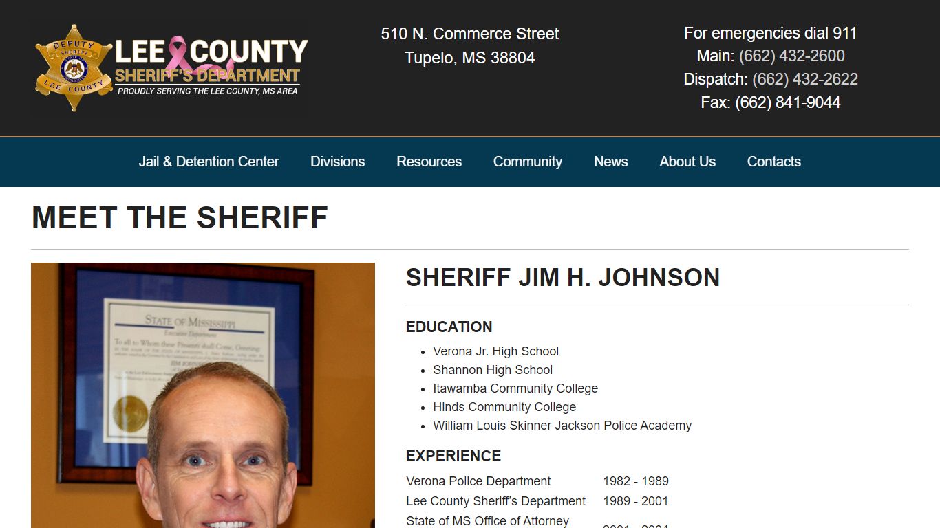Sheriff Jim H. Johnson - Lee County Sheriff's Department