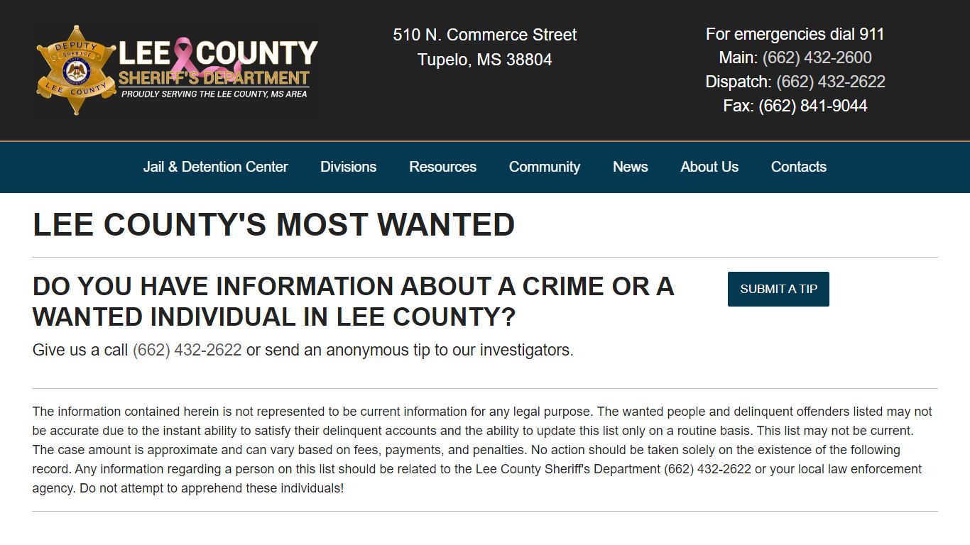 Most Wanted - Lee County Sheriff's Department